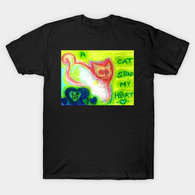 A Cat Stole My Heart T-Shirt by MoronicArts